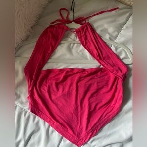 Pink high neck crop top